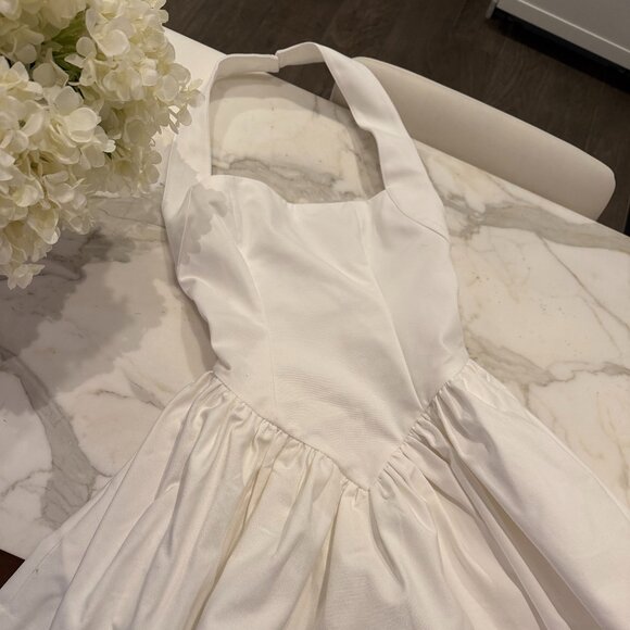 Helsa - Faille Halter Mini Dress in White by Helsa - Picture 9 of 16